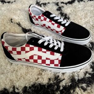 Brand New Vans Checkerboard Black and Red Sneakers